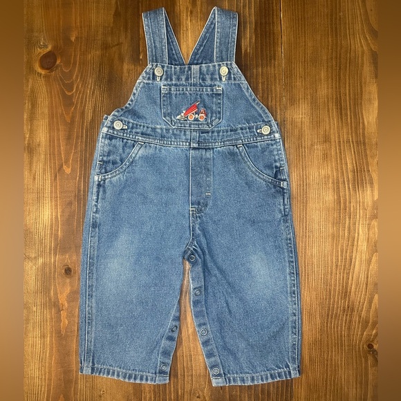Carter's Other - Carter's Blue Overalls with Red Truck Embroidery